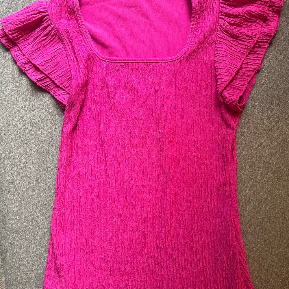 SHEIN Fuchsia Ruffle Sleeve Blouse